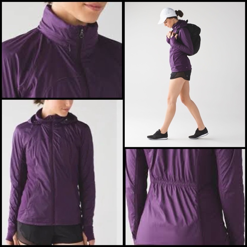 Lululemon Rush Hour Darkest Magenta Rulu Glyde Fabric Wind Resistant Jacket Sz 8